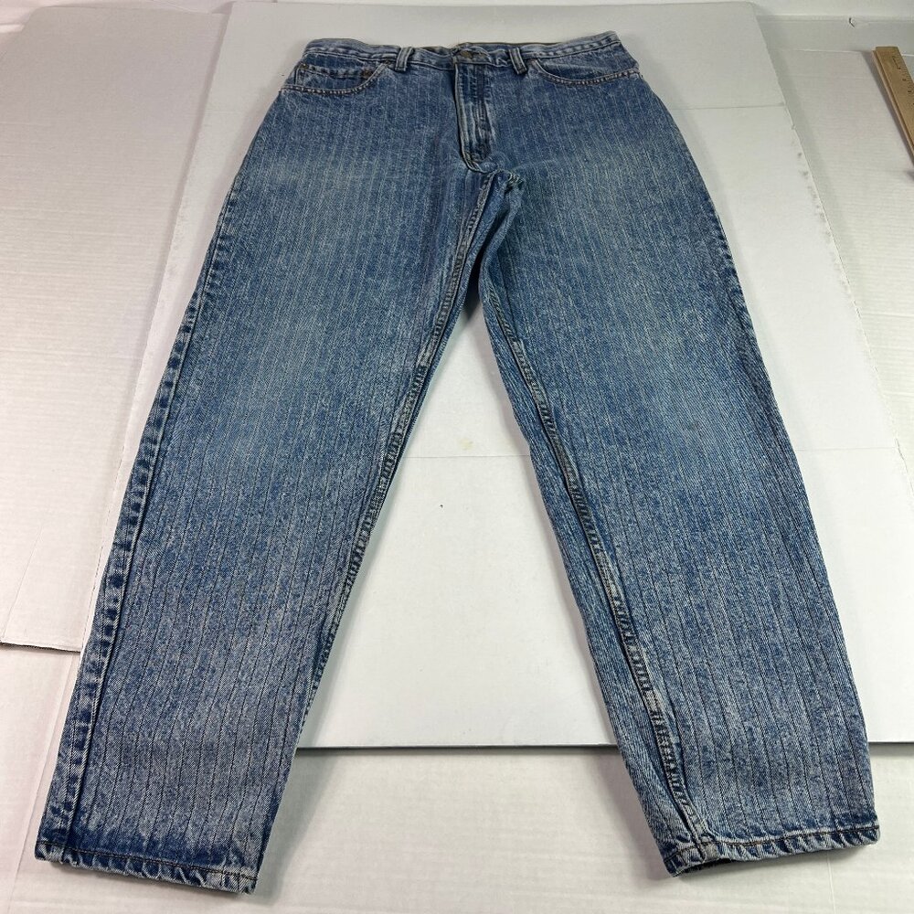 VTG 80s Levi's Jeans Men 32x29* 550 Relaxed Blue Pinstripe Faded Denim Tag 34x30